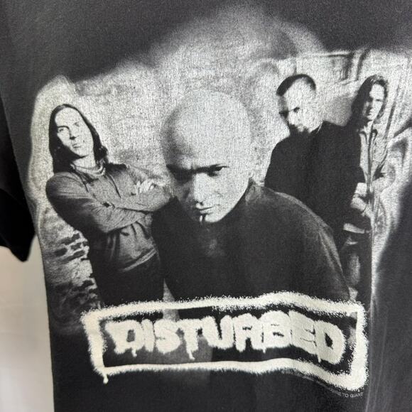 Disturbed Vintage 2000s Band Tee Cygnus Tag Black Graphic T-Shirt XL - Picture 3 of 6